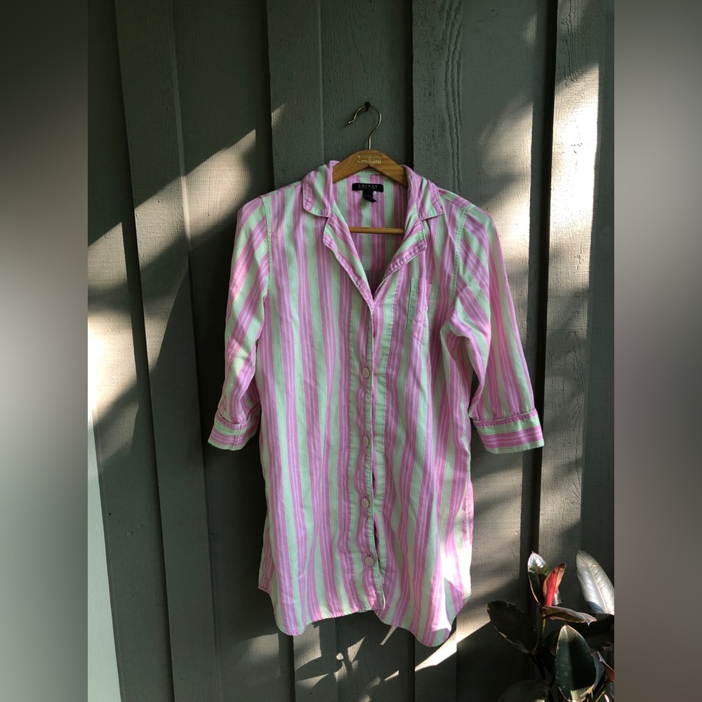 Lauren Ralph Lauren pink green sleep shirt large